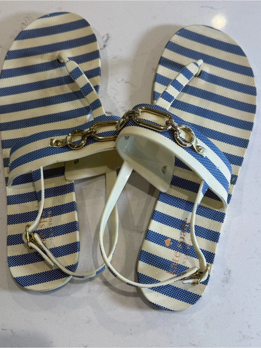 Kate Spade Blue Striped Jelly Sandal - Size 10